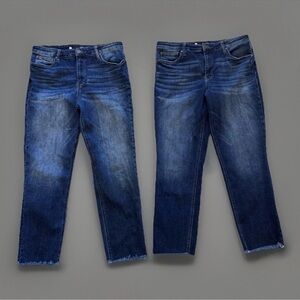 Kut from the Kloth Jeans Sz 14 Long Rachael Fab Ab Mom High Rise Raw Hem 2 Pair
